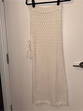 Women's Cream Knit Swim Coverup Maxi Skirt